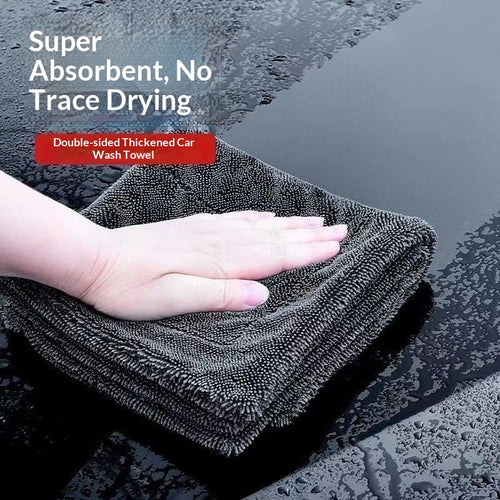 2pc Super Absorbent Thickened Microfiber Car Wash Towels, 500g Lint-Free, Streak-Free Auto Cleaning & Drying Cloths