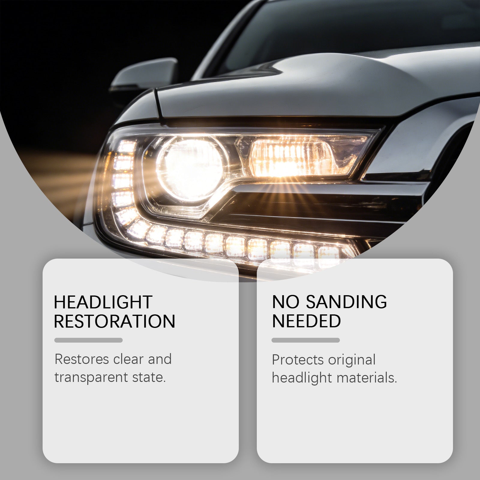 Hikmarion Headlight Refurbishment Kit – Daily Cleaning, Stain Removal, Brightening & Care Products for Clear, Restored Headlights