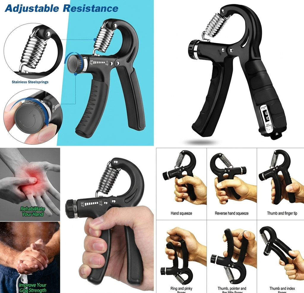Adjustable Hand Grip Strengthener [ Forearm & Finger Trainer ]